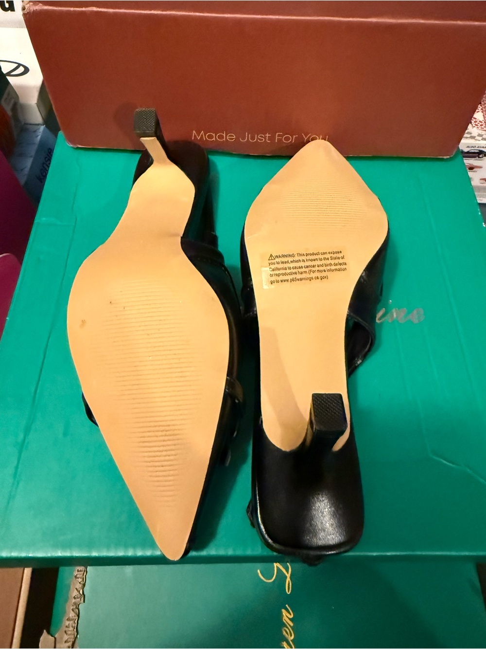 Torgeis NIB Women’s Size 7 Black Leather Slingback Mules with Bit Detail - Picture 10 of 10